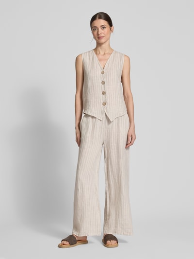 ZABAIONE Regular Fit Weste aus reinem Leinen Beige 1