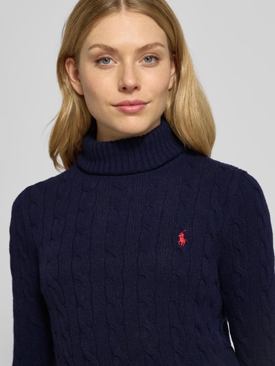 Polo Ralph Lauren Slim Fit Rollkragenpullover mit Label-Stitching Dunkelblau 3
