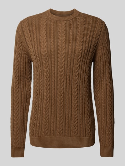 MCNEAL Gebreide pullover met kabelpatroon Donkerbruin gemêleerd - 2