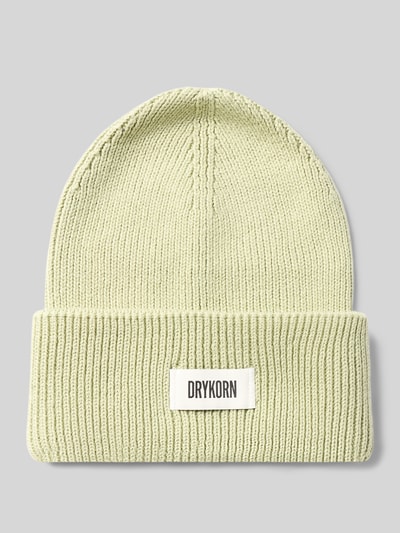 Productfoto, beanie met labelpatch model 'LOAH' van DRYKORN, effen kleuren, gebreide look, structuur, labelpatch, mix van katoen en wol