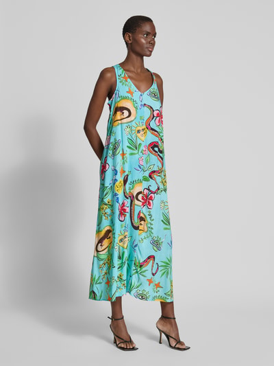 Emily Van den Bergh Midikleid mit V-Ausschnitt Blau 1