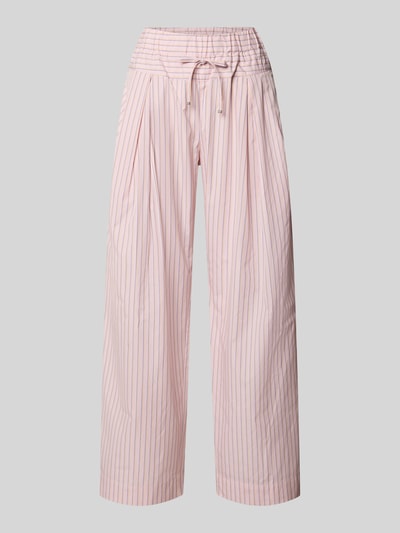Produktfoto, Weite Hose aus reiner Baumwolle Modell 'OTTO' von MAX&Co., rosa mit feinen Streifen, glatte, leichte Struktur, Damen Weite Hose von MAX&Co.