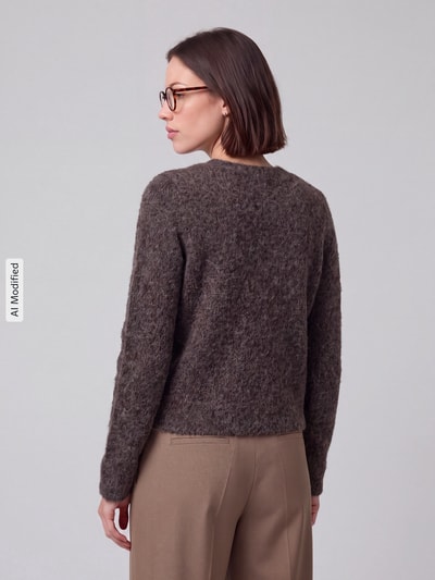 VERO MODA Regular Fit Strickjacke mit Woll-Anteil Modell 'NOVAH' Schoko 5