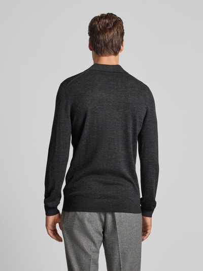 Christian Berg Men Strickpullover mit kurzem Reißverschluss Anthrazit Melange 5