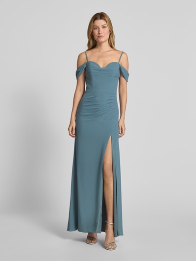 Mascara Avondjurk met pijpsplit Olijfgroen - 4