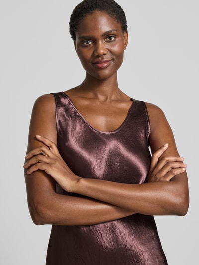 MM Soepele satijnen jurk met brede bandjes, model 'TALETE' Aubergine - 3