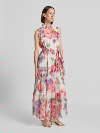Oui Maxikleid im Stufen-Look Pink 1