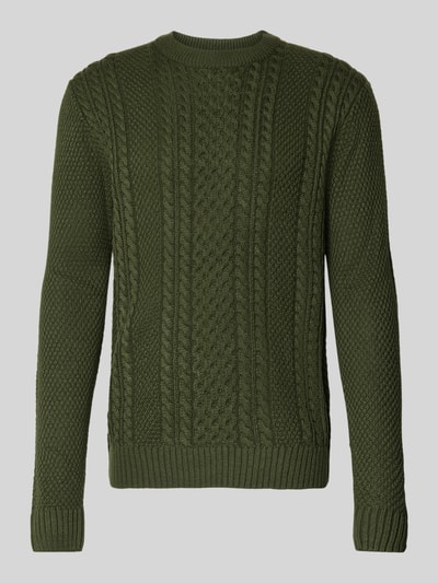 Jack & Jones Strickpullover mit gerippten Abschlüssen Modell 'PAUL' Dunkelgruen 2