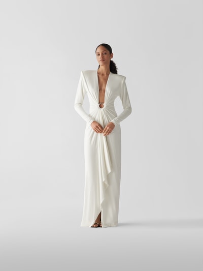 Alexandre Vauthier Abendkleid mit Zierbesatz Offwhite 1