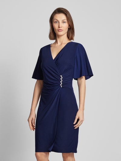 Paradi Knielanges Cocktailkleid in Wickel-Optik Dunkelblau 4