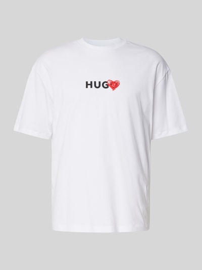 HUGO T-Shirt mit Label-Print Modell 'Dewdam' Weiss 2