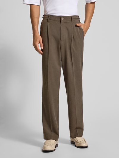 MCNEAL Wide Fit Stoffhose mit Bügelfalten Mittelbraun Mel 4