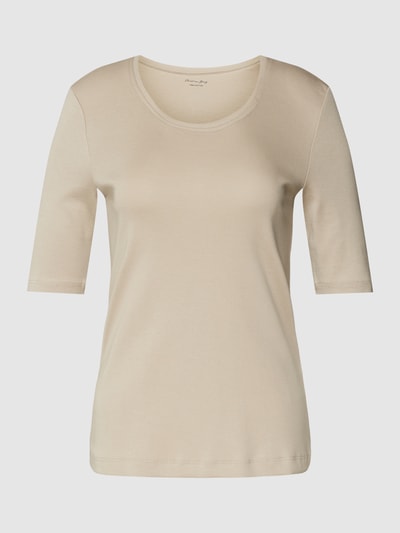 Christian Berg Woman T-Shirt mit geripptem Rundhalsausschnitt Taupe 2