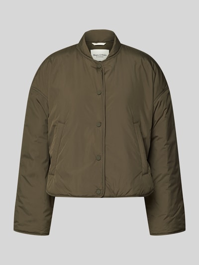 Produktfoto, Comfort Fit Blouson aus Satin von Marc O'Polo, olivegrün, glatte Oberfläche, gerade Form, sichtbare Knopfleiste