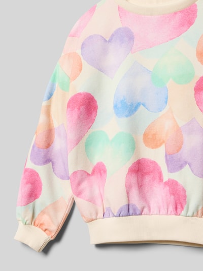 Produktfoto, Regular Fit Sweatshirt aus Baumwoll-Mix von s.Oliver RED LABEL, Optik:Allover-Muster, Mehrfarbig, Aquarell-Print, Label-Stitching-Applikation, Rundhals, Gerippt, Sweat, Kinder