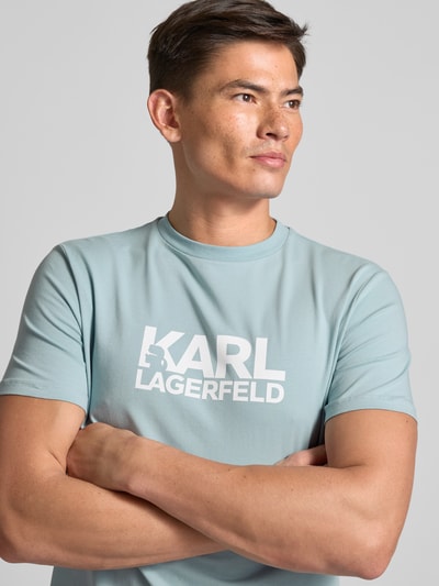 Karl Lagerfeld T-Shirt mit Label-Print Hellblau 3