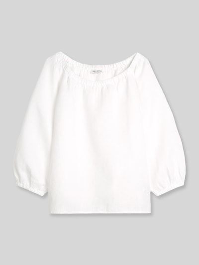 Marc O'Polo Regular Fit Bluse aus reinem Leinen mit Carmen-Ausschnitt Weiss 2