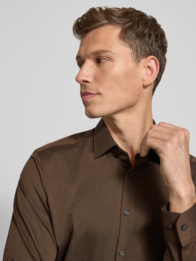 Jake*s Regular fit zakelijk overhemd van katoen met kentkraag Chocoladebruin - 3