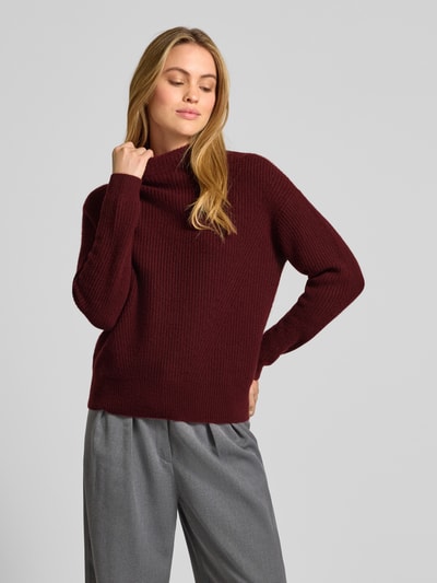 Jake*s Casual Regular fit kasjmier pullover in gebreide look Bordeaux - 4