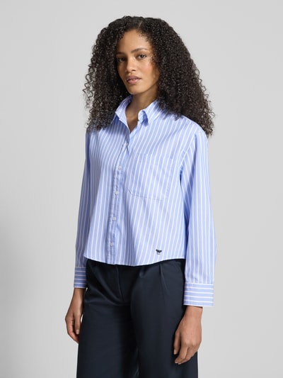 Weekend Max Mara Bluzka z długim rękawem o kroju regular fit z czystej bawełny Jasnoniebieski 4