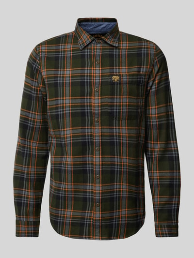 Superdry Koszula casualowa o kroju slim fit z naszywką z logo model ‘Lumberjack’ Oliwkowy 2