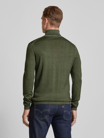 OLYMP Level Five Slim fit gebreide coltrui Donkergroen - 5