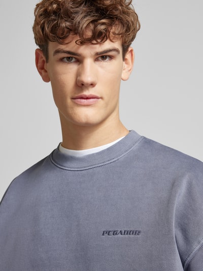 Pegador Sweatshirt mit Label-Stitching Rauchblau 3