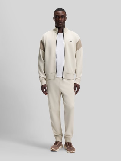 BOSS Green Regular Fit Sweatjacke aus Baumwoll-Mix Modell 'SW_Union Skaz' Beige 1