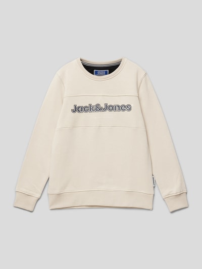 Jack & Jones Sweatshirt mit Label-Print Modell 'JORLAKEWOOD' Ecru 1