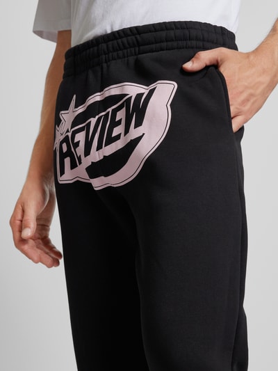 REVIEW Sweatpants met labelprint Zwart - 3