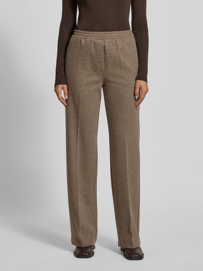 Weekend Max Mara Spodnie o kroju regular fit z dodatkiem wełny model ‘ZELMA’ Jasnobrązowy 4