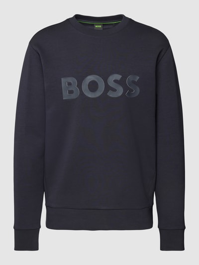 BOSS Green Bluza z nadrukiem z logo model ‘Salbo’ Granatowy 2