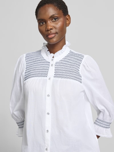 Christian Berg Woman Relaxed Fit Langarmbluse aus reiner Baumwolle Weiss 3