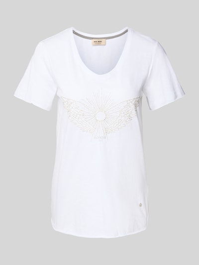 MOS MOSH T-shirt z detalem z logo model ‘Gethi’ Biały 2