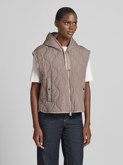 White Label Steppweste mit Kapuze und Zweiwege-Reißverschluss Taupe 4