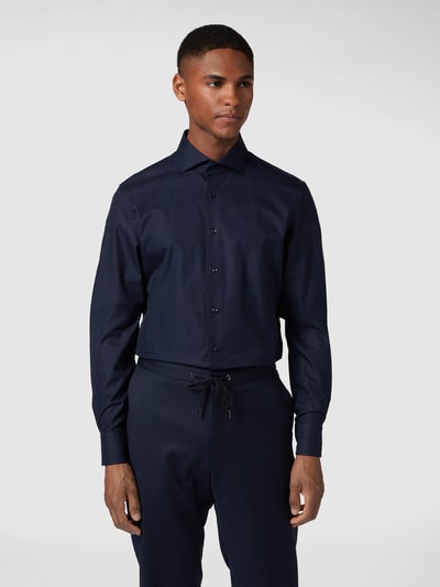 Profuomo Koszula biznesowa o kroju slim fit z diagonalu Granatowy 4