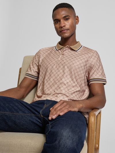 JOOP! Collection Poloshirt mit gerippten Abschlüssen Modell 'Talon' Hellbraun 3