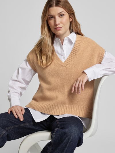 Christian Berg Woman Spencer van lanawol met V-hals Camel - 3