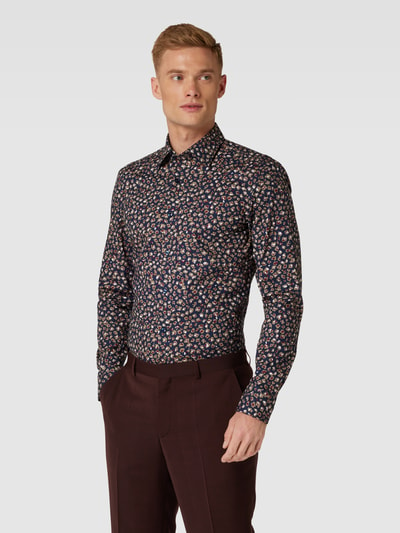 BOSS Slim fit zakelijk overhemd met all-over motief, model 'Hank' Bordeaux - 4