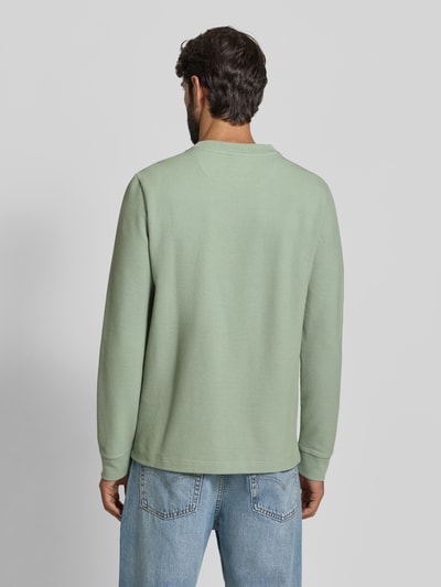 Christian Berg Men Shirt met lange mouwen, structuurmotief en ronde hals Rietgroen - 5