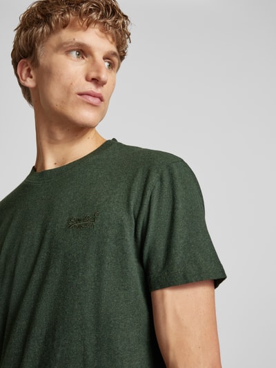 Superdry T-shirt met labelstitching Groen gemêleerd - 3