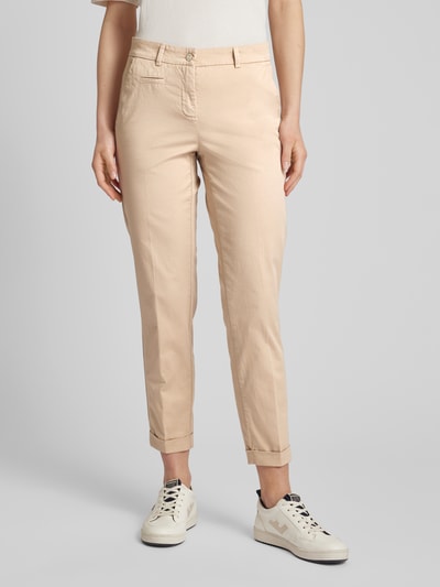 Cambio Slim fit broek met knoopsluiting, model 'STELLA' Camel - 4