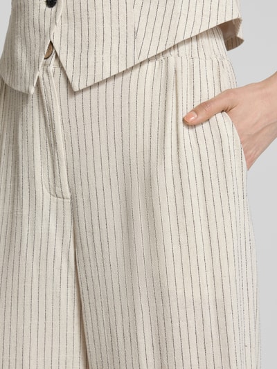 YAS Wide leg stoffen broek met elastische band, model 'LIRU' Offwhite - 3