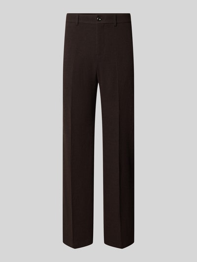 Strellson Bundfaltenhose aus Wolle mit Bügelfalten Schoko 1