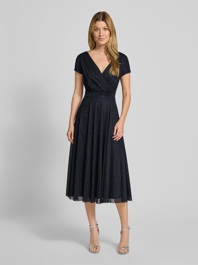 Vera Mont Knielanges Cocktailkleid mit V-Ausschnitt Dunkelblau 4