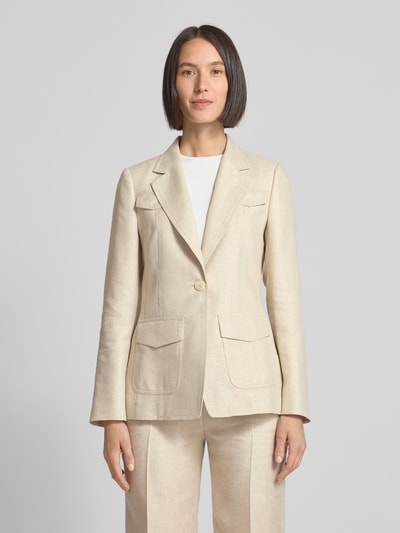 Marc Cain Regular Fit Blazer aus Leinen-Mix mit Pattentaschen Sand 4