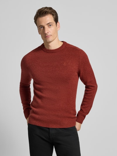 MCNEAL Regular fit gebreide pullover van pure wol Donkerrood gemêleerd - 4