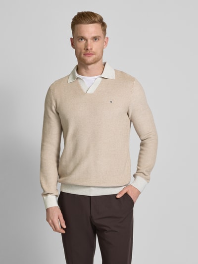 Christian Berg Men Strickpullover mit V-Ausschnitt Offwhite 4