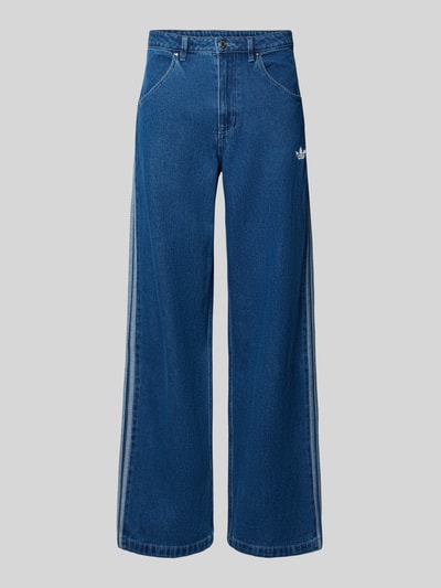 Produktfoto, Jeans mit Eingrifftaschen von adidas Originals in Blau, Reine Baumwolle, Lockerer-Schnitt, Label-Stitching, Knopf-Reißverschluss, Vorderansicht