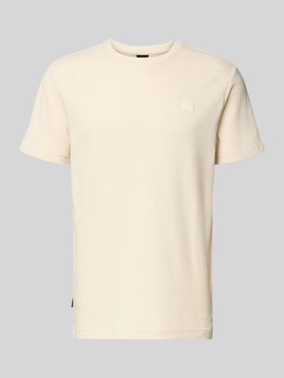 Produktfoto, T-Shirt mit Rundhalsausschnitt von PME Legend in Creme, reine Baumwolle, Regular Fit, Label-Patch, dezente Struktur.
